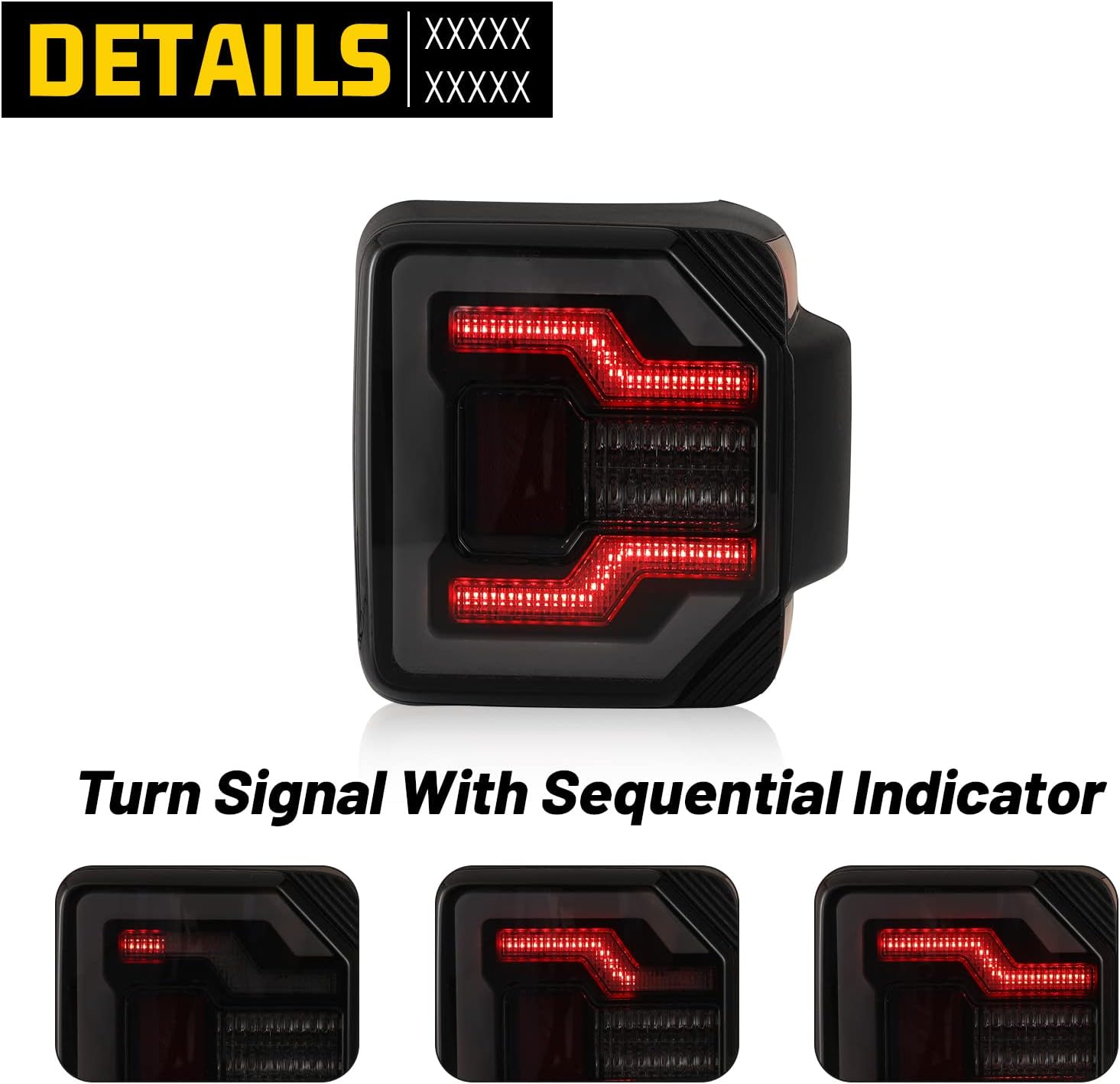 LED Tail Lights Fit for Jeep Wrangler JL 2018 2019 2020 2021 2022 2024, Sequential Turn Signal Design, 2018-2024 Jeep Wrangler JL LED Taillight Assembly - 1 Pair (Smoked Lens)