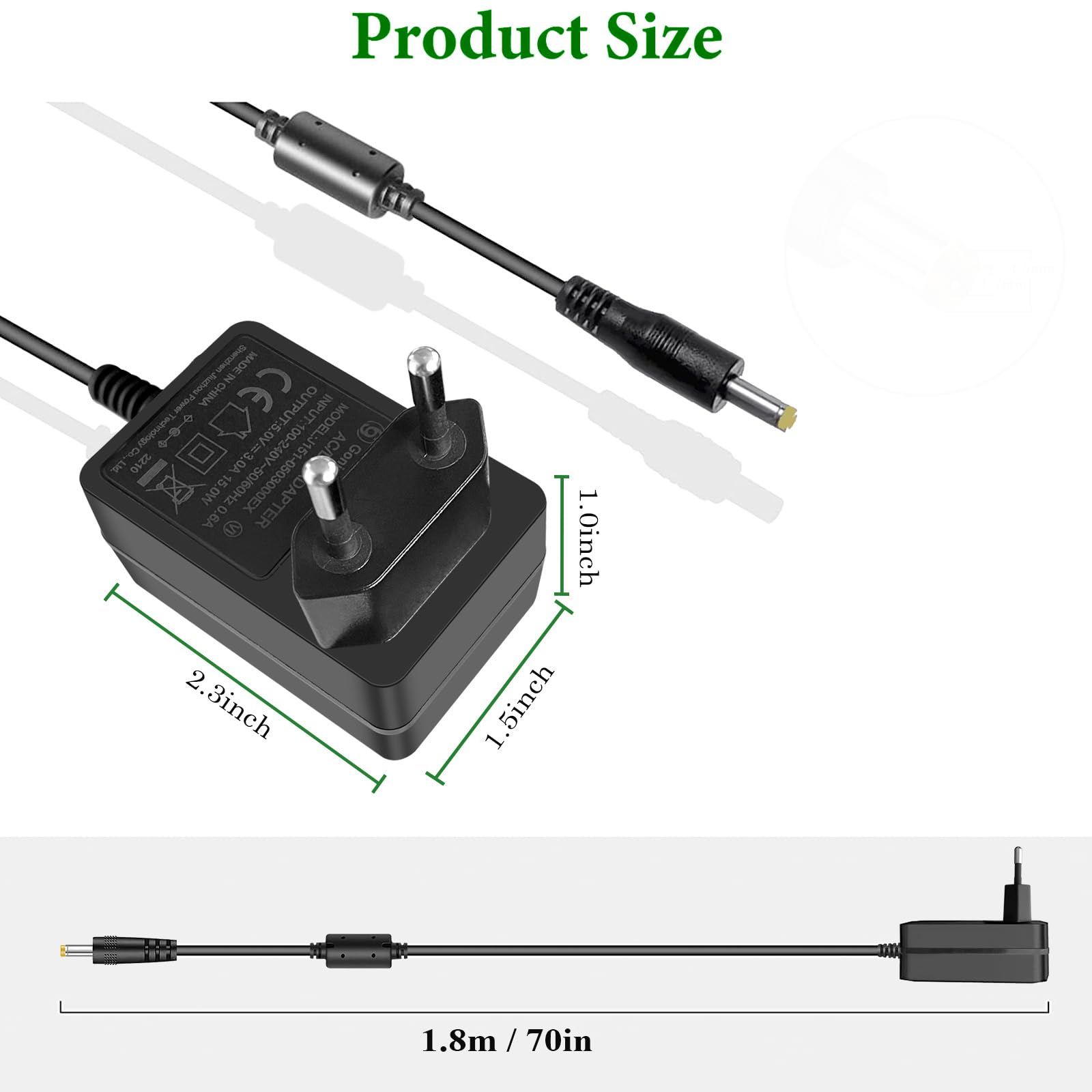 MyVolts Cavo Di Alimentazione USB 5V Per Radio Digitale Logik LBDAB14 - Compatibile Con Power Bank E Laptop - 3