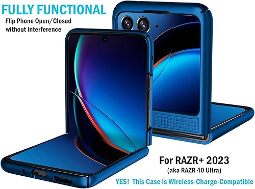 Miniatura 9 de Nakedcellphone - Funda con clip para Motorola RAZR+ 2023, textura de cuadrícula cubierta rígida delgada y giratoriatrinquete Combo de funda de