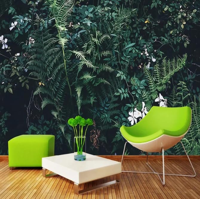 Photo murale 3D plante verte pour masquer un mur vide de salon - 2