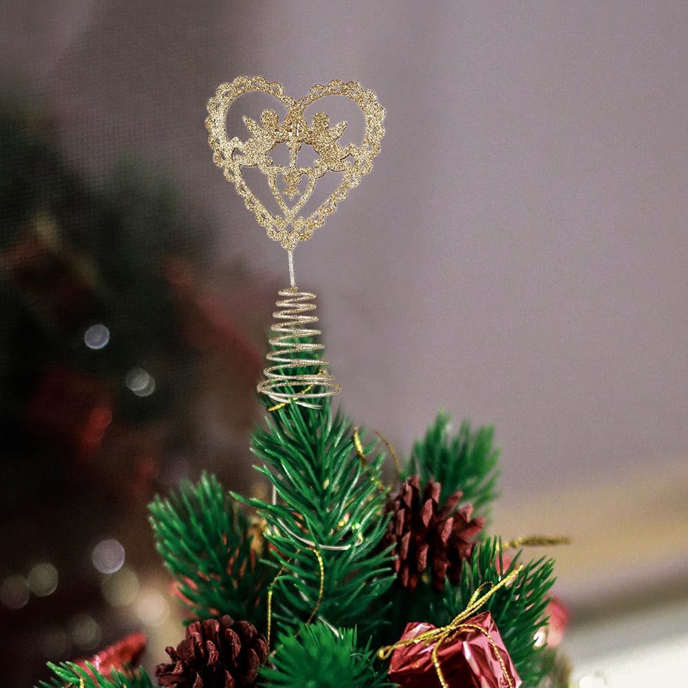 Amosfun Christmas Tree Topper White Heart-Shaped Star Ornament 3.32 Inch Seasonal Tree Decoration for Indoor Outdoor Use
