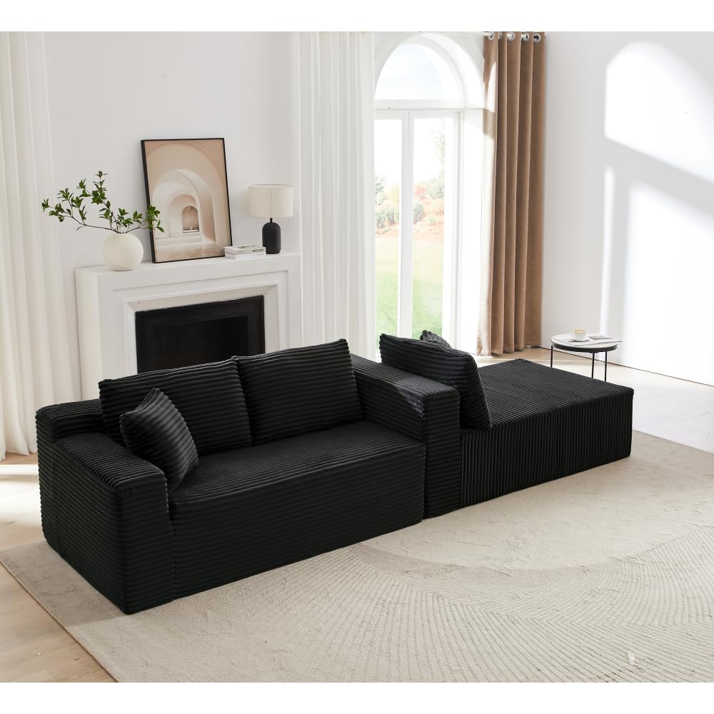 Sapgaks Sofá de esquina convertible de 3 plazas, sofá convertible, sofá de 3 plazas, sofá modular comprimido, sofá de salón, con chaise longue en forma de L, combinación libre