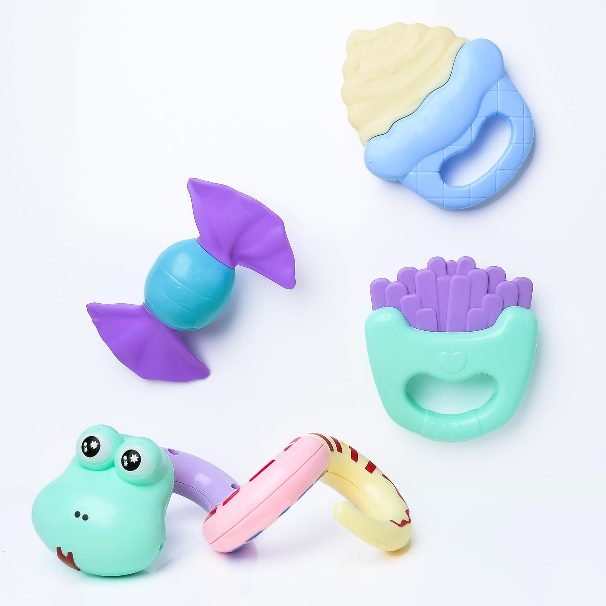 THE LITTLE LOOKERS� Colorful Cute Attractive BPA Free Activity Teethers & Rattles for Infants/Babies/Children/Kids/Toddlers (Set of 4)