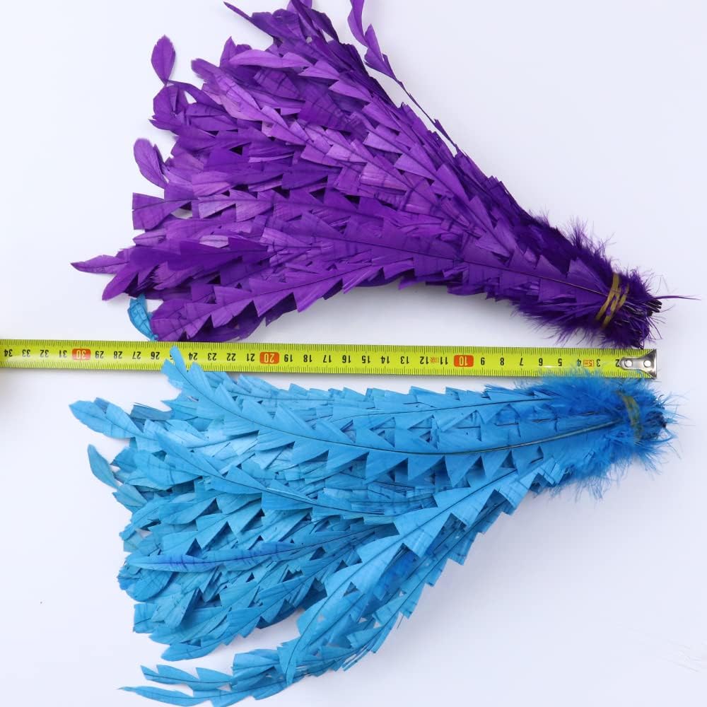 Zamihalaa - 50PCS/Lot Fancy Rooster Tail Feathers Jagged Pattern 25-30CM Wedding Party Home Decoration Crafts Plume