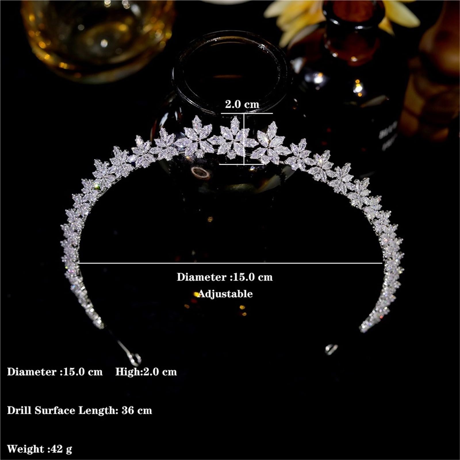 Silber Farbe verlängern Tiara Blumenkronen Hochzeit Kristall CZ Stirnband Braut Haarschmuck Schmuck