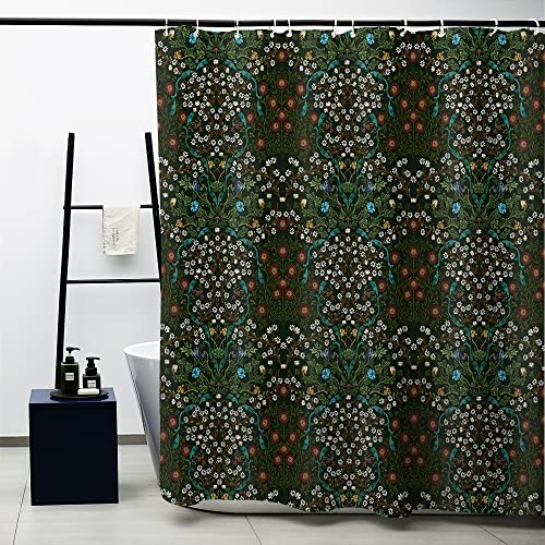 Obal William Morris Shower Curtain, Blackthorn Bath Curtains Water Repellent Polyester Decorative Shower Curtains Art Deco With 12 Curtain Hooks Machine Washable, 71 in * 71 in