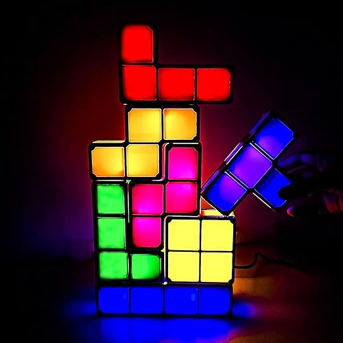 Luz nocturna nuevas actualizaciones DIY apilable LED 3D rompecabezas luces de lámpara nocturna 7 colores luces de noche entrelazadas inducción luces