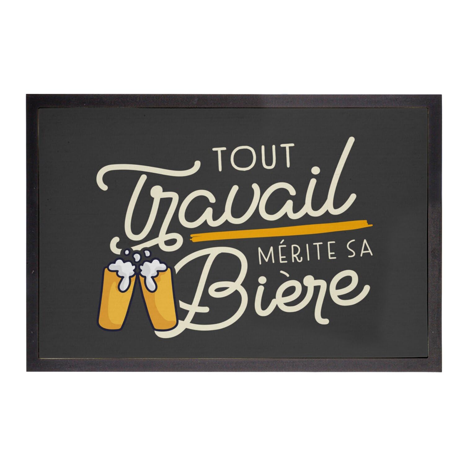 Paillasson noir humour bière 60x40cm tapis entrée original pour maison et appartement
