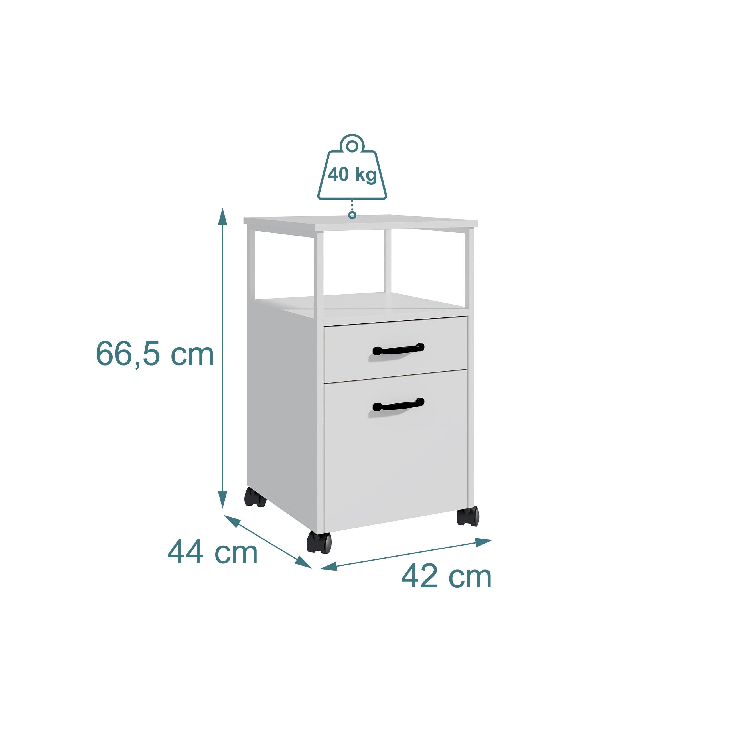 Relaxdays Contenitore su Ruote, 2 cassetti, cartelle sospese, Design Moderno, HLP: 66,5 x 42 x 44
