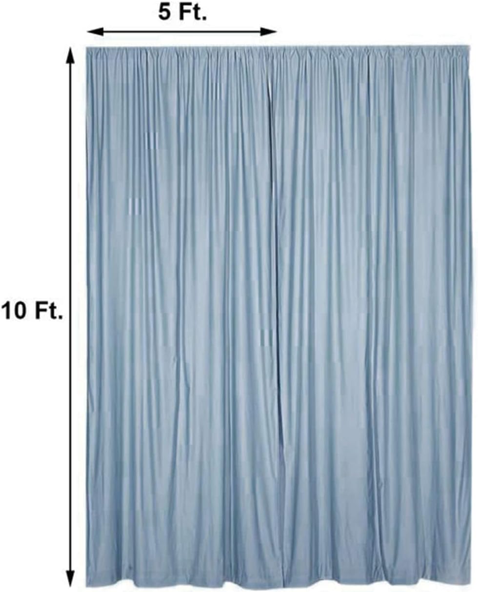 Efavormart 2 Pack 10ft x 10ft Dusty Blue Fire Retardant Scuba Backdrop, Wrinkle-Free Opaque Curtain Panels for Coastal Weddings and Modern Interior Decor