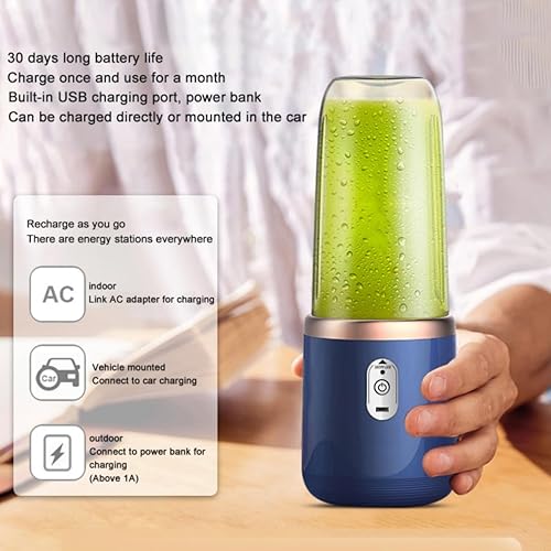 Miniatura 2 de Ochine Licuadora portátil, licuadora personal de 13.5 onzas para batidos y batidos, licuadora de viaje de 40 W, licuadora recargable por USB,