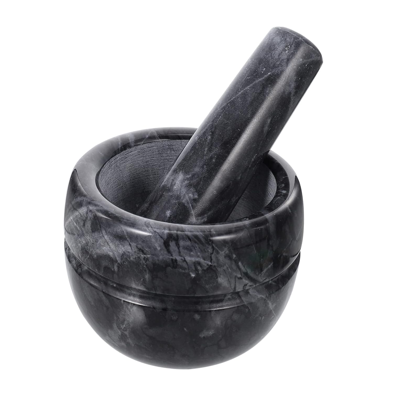 Alipis Natural Marble Garlic Grinding Tool with Stick Manual Masher for Garlic and Pills Elegant Kitchen Gadget Black