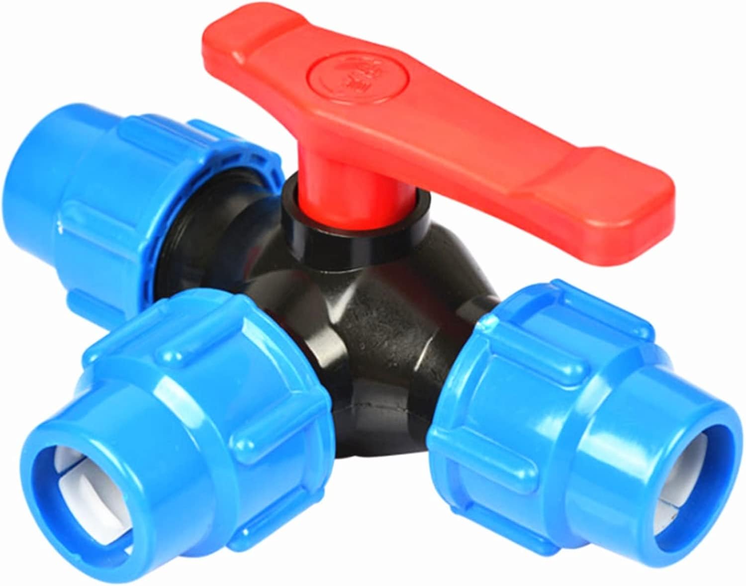 PE Three-way Fast Connection Pipe Valve Plastic Valve T-type Valve Internal Diameter 20/25/32/40/50/63mm 1Pcs(32mm,Black)