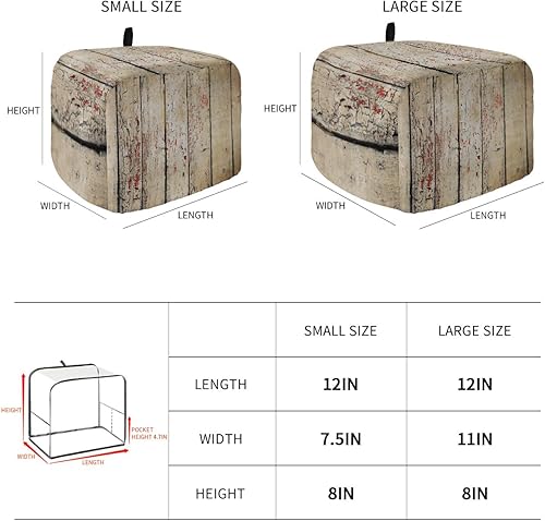 Miniatura 3 de Cubierta para tostadora de madera rústica marrón con 2 rebanadas, fundas para electrodomésticos de cocina pequeñas, cubierta para horno tostador
