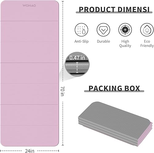 Miniatura 3 de Tapete de yoga de 70 x 24 pulgadas - 12 pulgada de grosor, tapete de ejercicio plegable compacto antideslizante de elastómero termoplástico para