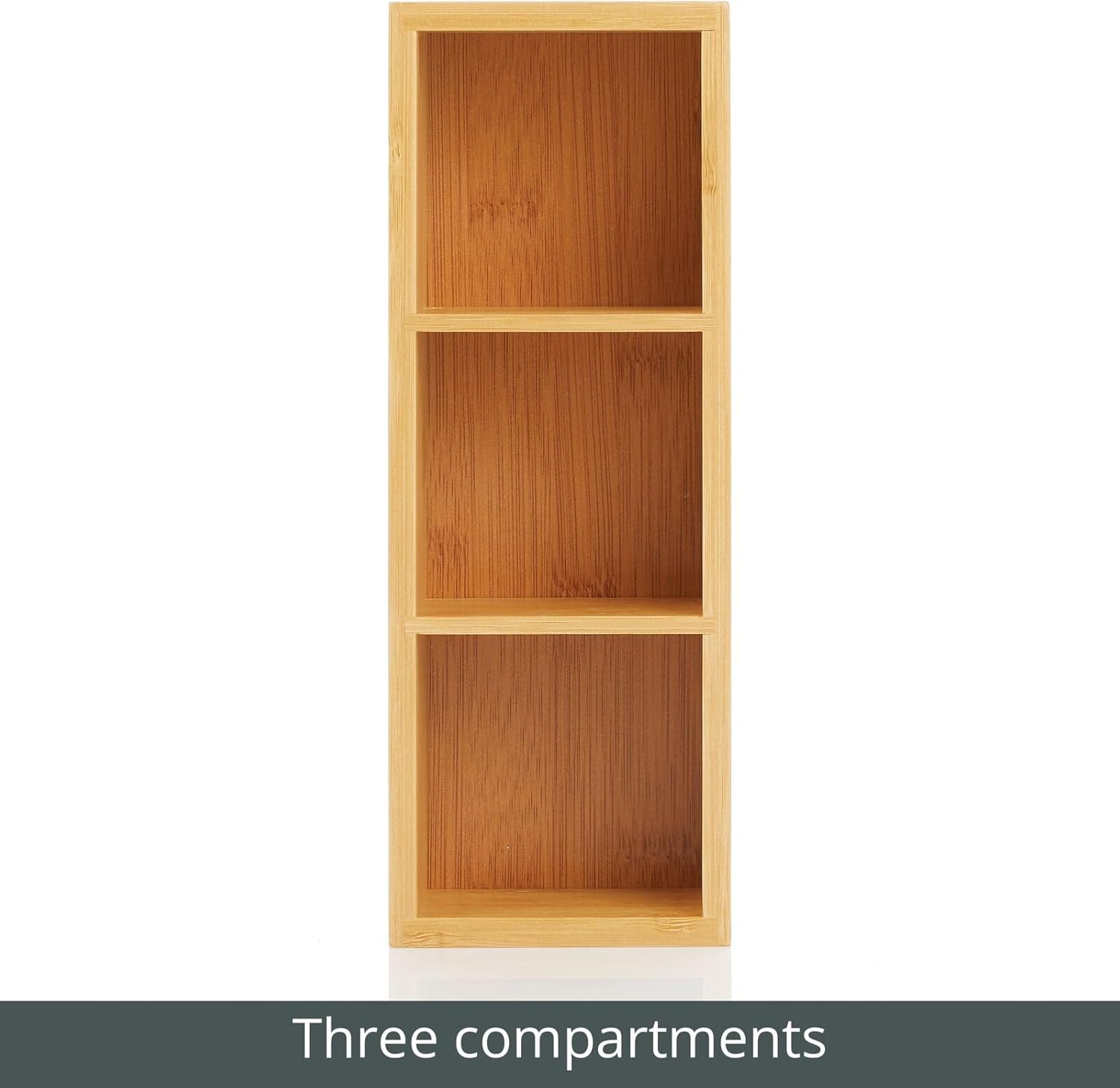 mDesign Bamboo Wood Slim Food Storage Organizer Box, 3 Section, Divided Compartment Bin; Container for Kitchen, Pantry; Holder for Spices, Snacks, Tea, Coffee - Echo Collection - 2 Pack -Natural
