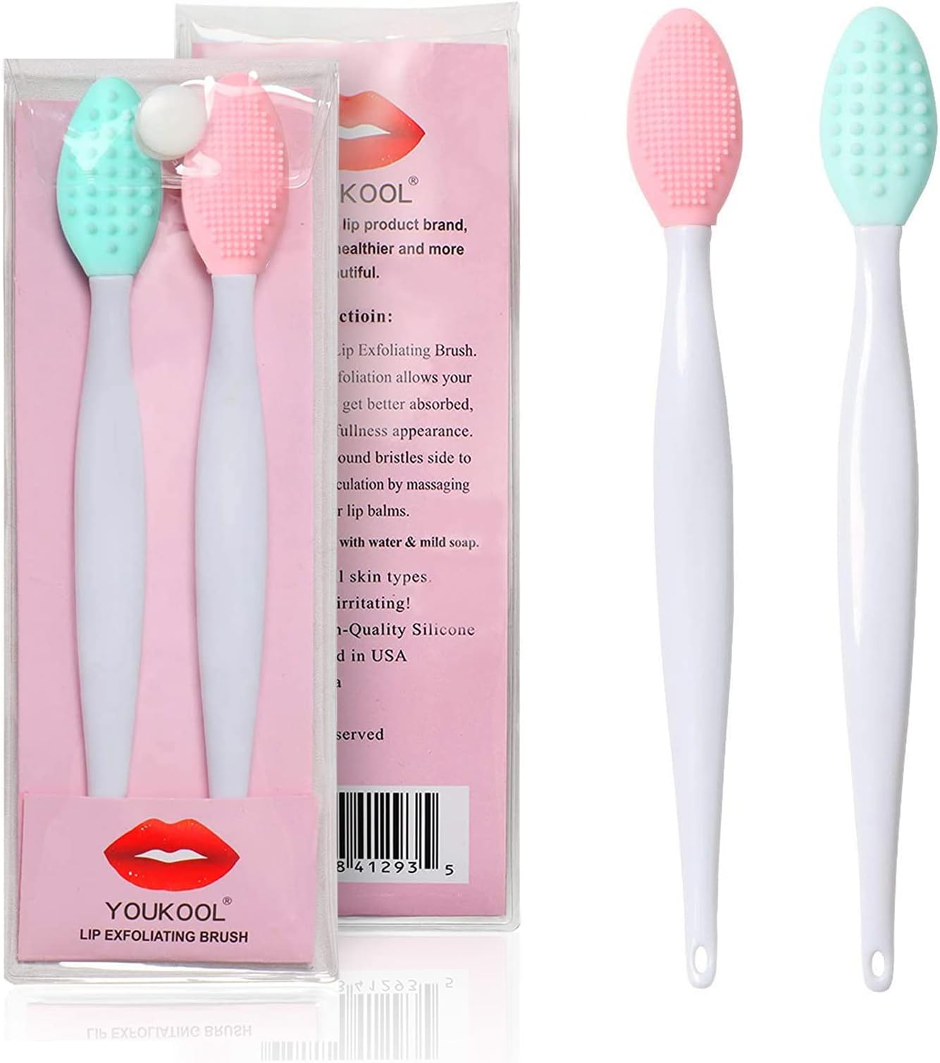 Lip Scrub Brush,Lip Scrubber Exfoliator,Double-Sided Silicone Lip Exfoliating Tool,Gentle Lip Exfoliator Scrubber Brush for Smooth,Soft,Bright,and Healthy Lips(2 PCS)