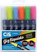 CIS Giz Liquido Marcador Multiuso 6 Cores Neon, Multicor