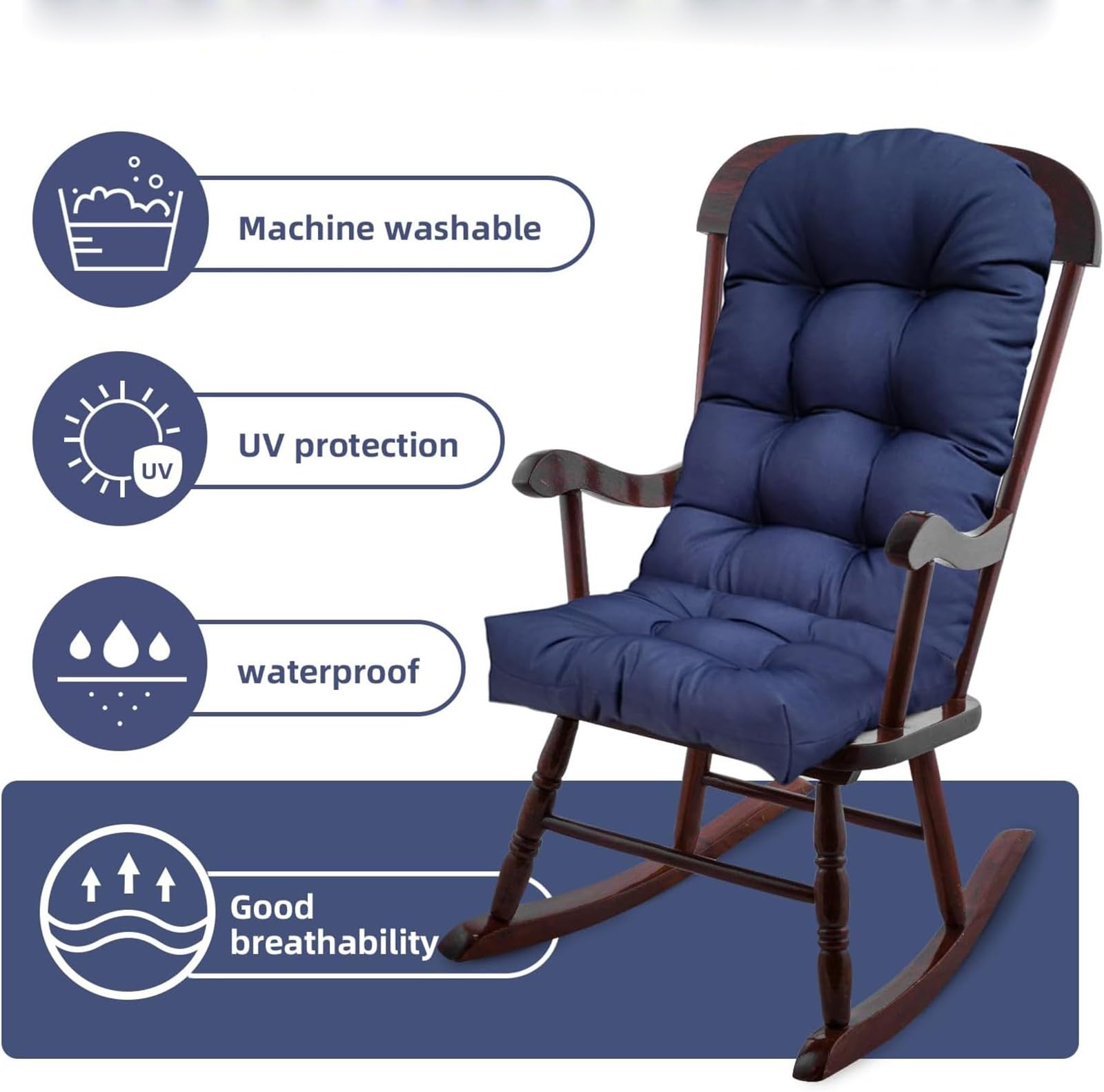 Cojines impermeables para mecedora, elegante almohada para asiento y respaldo para muebles de interior/exterior (estilo 2), cojines cómodos y duraderos para decoración del hogar