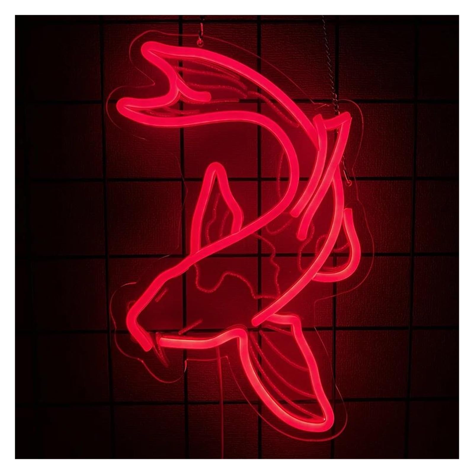 Xenite One Color Hanging Art Neon Signs Fish Neon Sign Koi Carp Lights Usb Powered Dimmable Light For For Wall Decorations 36Cm×29.5Cm