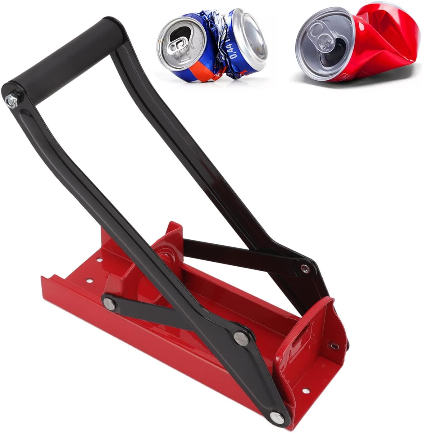 Wall Mounted Can Crusher Heavy Duty Tungsten Alloy, Red - Space Saving Recycling Tool, Multi - Purpose for Aluminum Cans & Plastic Bottles, Easy Operation for Home & (Red)