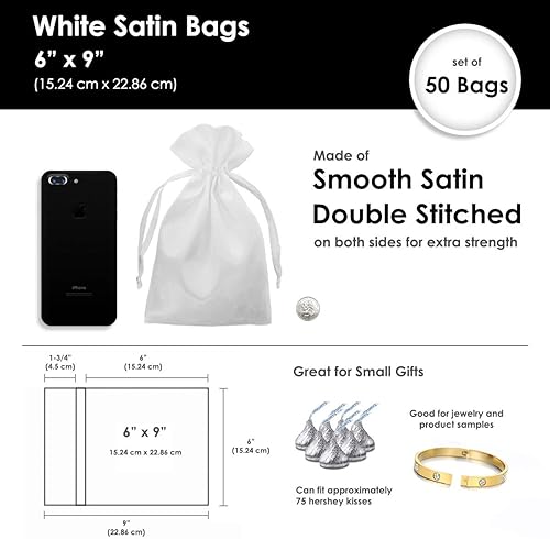 Miniatura 6 de Knitial Bolsas de regalo de satén azul bebé de 5 x 8 pulgadas, bolsas de joyería, bolsas de regalo de boda, bolsas de regalo de Navidad, 50 por