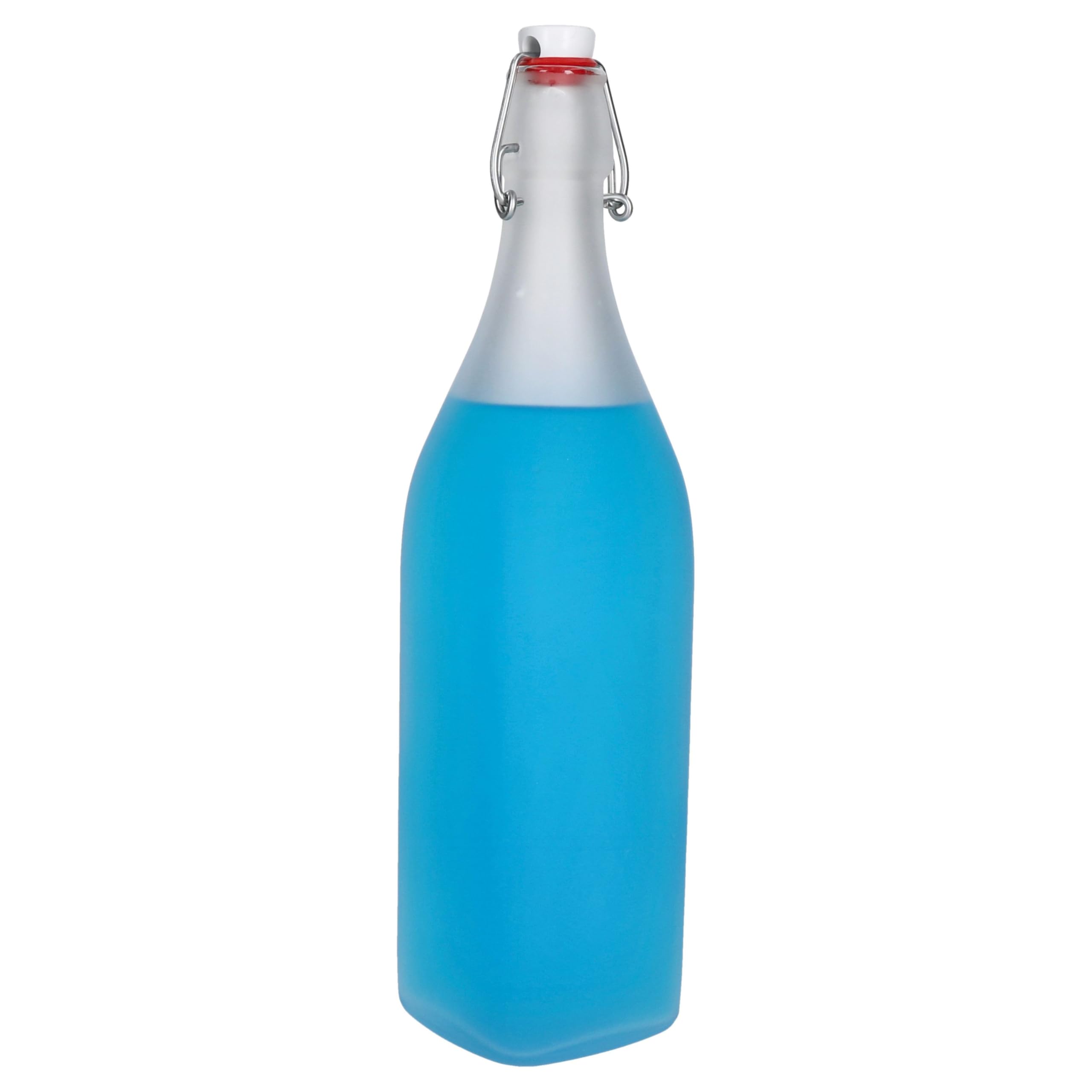 MamboCat 12er Set Vierkant-Bügelflaschen Swing I 1 L I Frozen-Glas | edle Verpackung I Essig & Öl I Trink-Flaschen I Milchglas transluzent