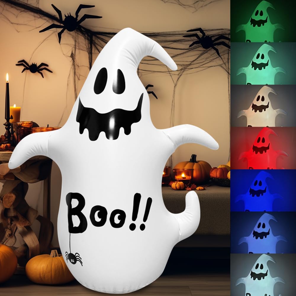 HOVCEH Halloween Inflatable Decoration, 1.35 m Halloween Inflatable Figures with LED Lights, Remote Control, Halloween Decoration Ghost for Halloween Party, Indoor and Outdoor, Garden Decorations