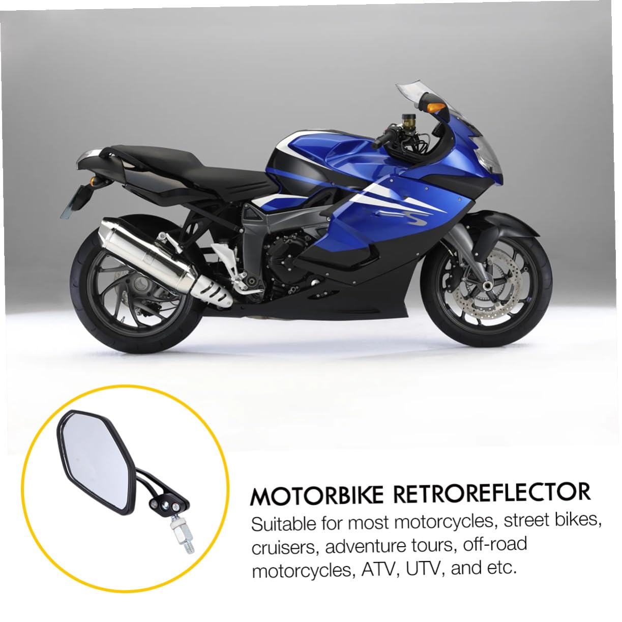 Yardwe Specchio Laterale per Motocicletta Girevole a 360°, Nero, Lega di Alluminio e Plastica, Ampia Visuale per Tour Avventurosi e Cruiser