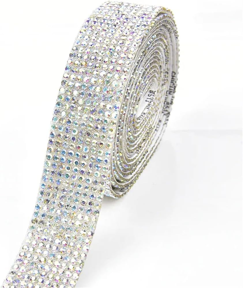 1.3-3Cm Wide Self Adhesive Rhinestone Trim Pearl Beads Tape Sticker Ribbon for Wedding Crafts Rhinestone 9 R 3cm-2 Meters