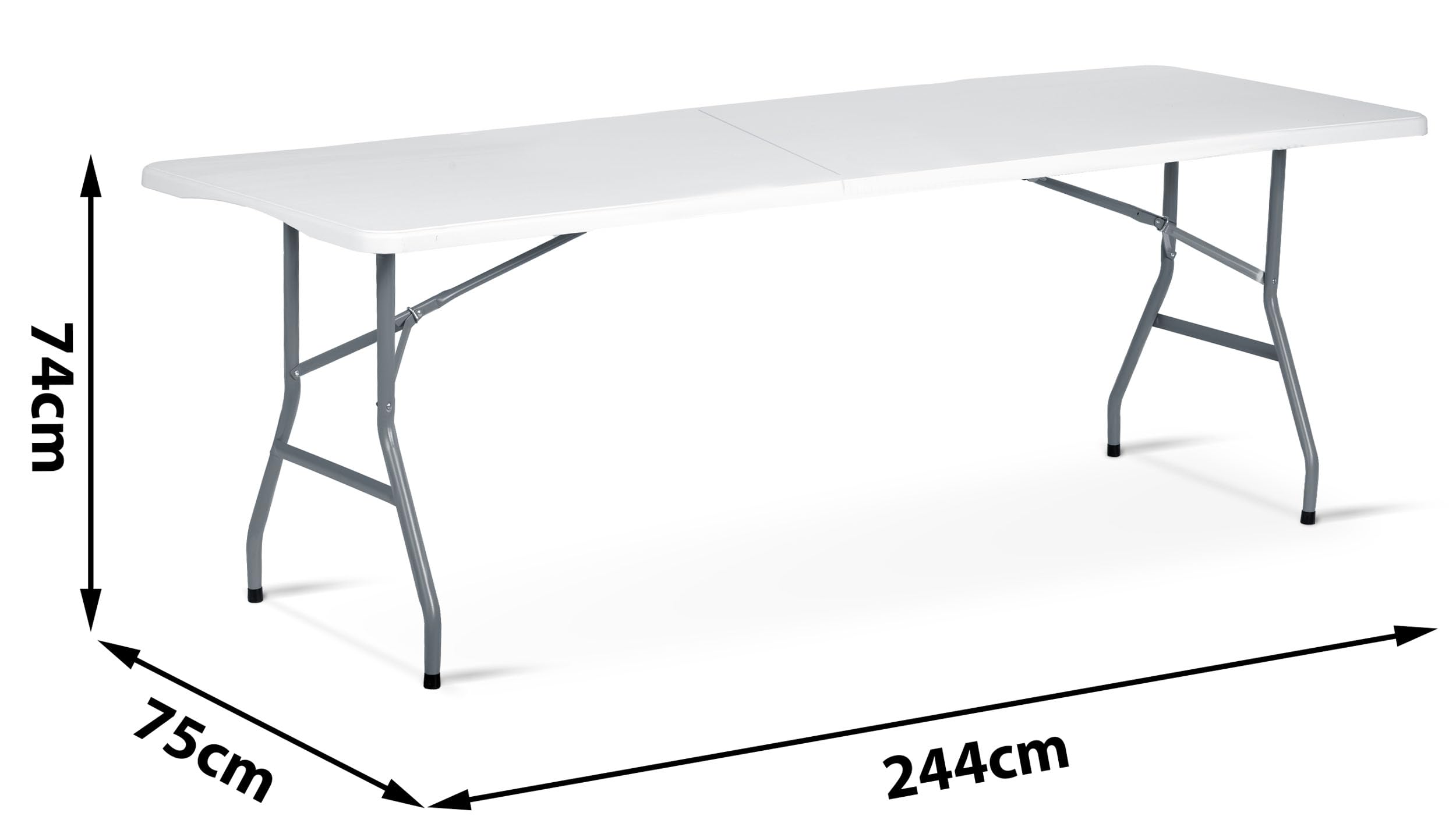 Gartentisch 244 x 75 cm Klappbar mit Tragegriff Klapptisch Campingtisch Party Weiß