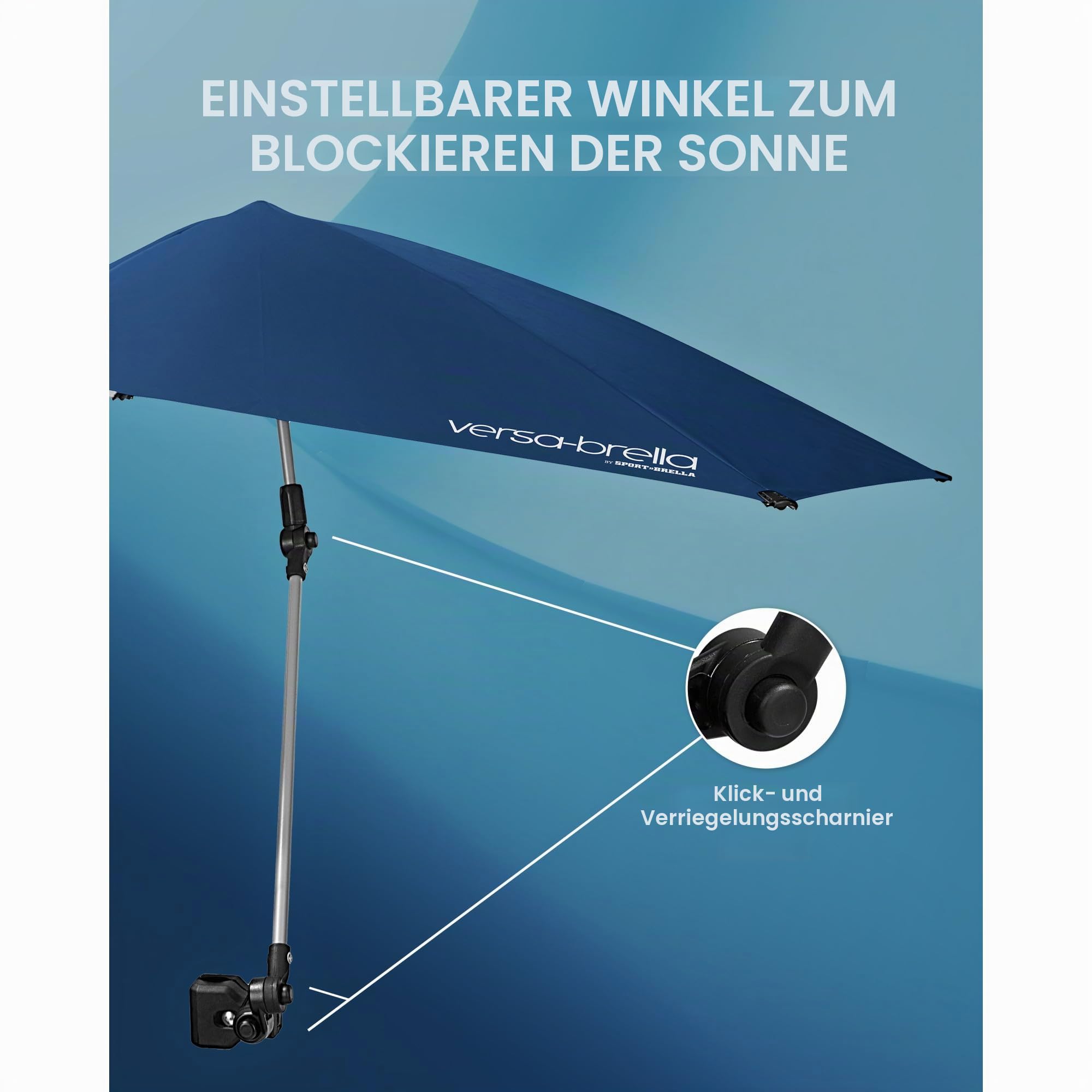 Sport-Brella Versa-Brella Sonnenschirm – Reflektiert Wärme und Bietet UPF 50+ Sonnenschutz, Klemmt An Fast Jeder Oberfläche, Montiert An Stühlen, Tribünen, Golf-Taschen, 96cm x 100cm