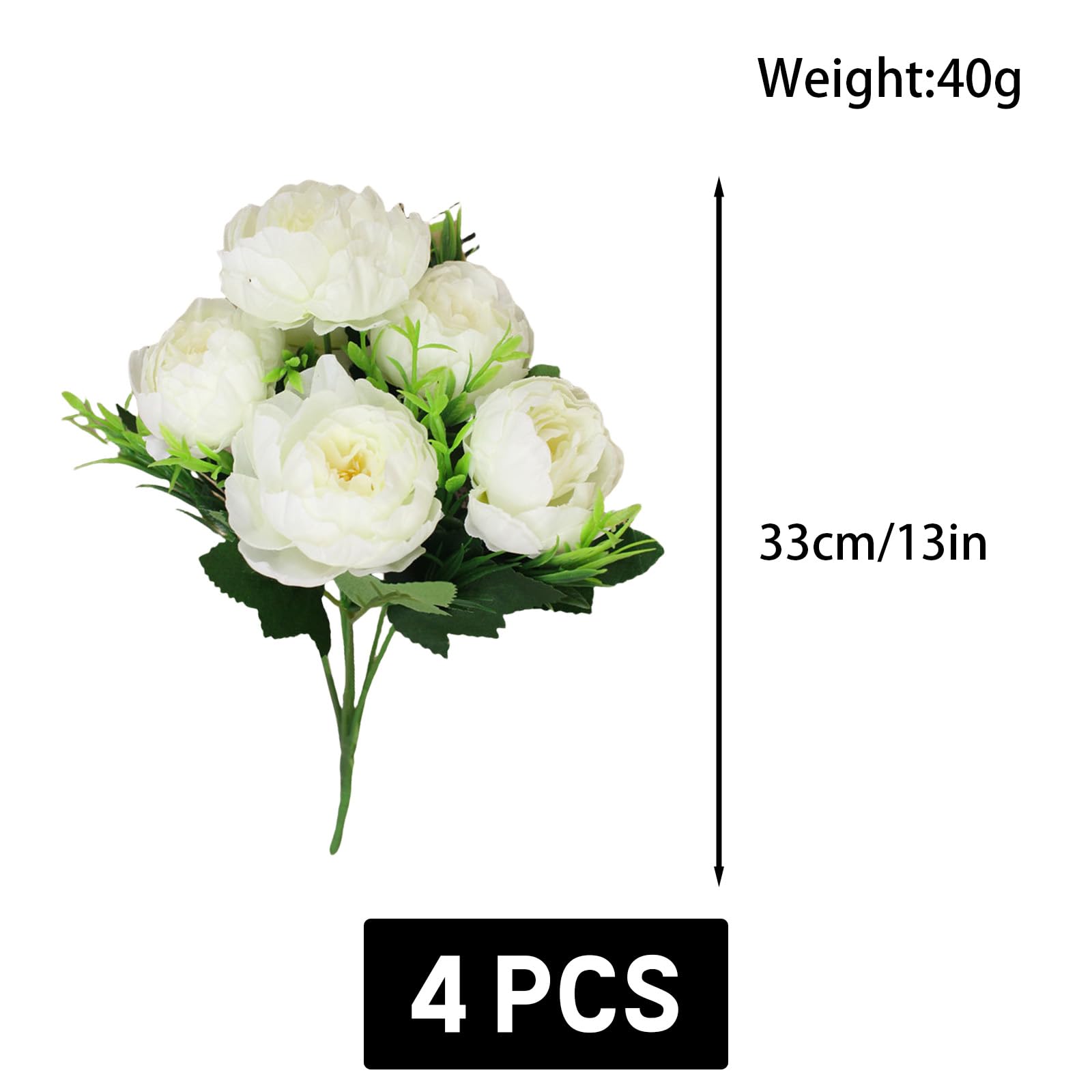 astylishome Faux Flowers 24 Bunches Artificial Peony Flower Outdoor Real Touch for Wedding Home Table Party Window Decoration DIY Floral Arrangements Decor 0808 - Image 3
