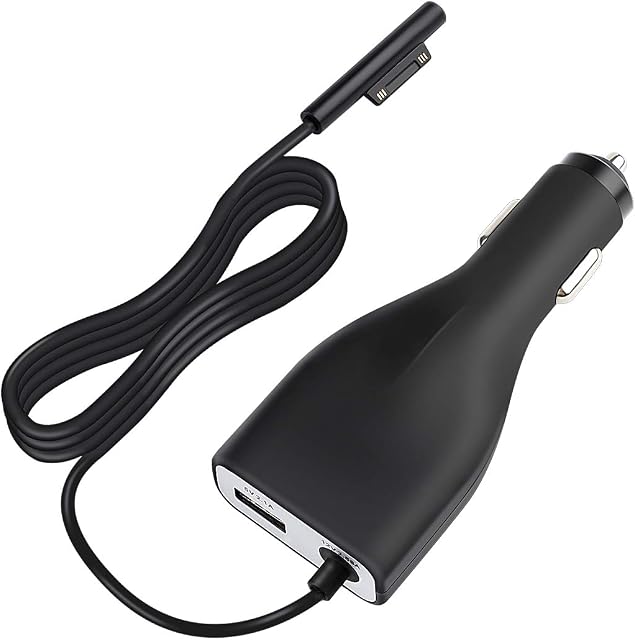 Surface Pro Surface Laptop Car Charger, 42W 12V 2.58A Microsoft Surface Pro (2017) Surface Book, Pro 3 Pro 4 with USB 5V 2.1A Ports Fast Charging for Tablet or Smartphone