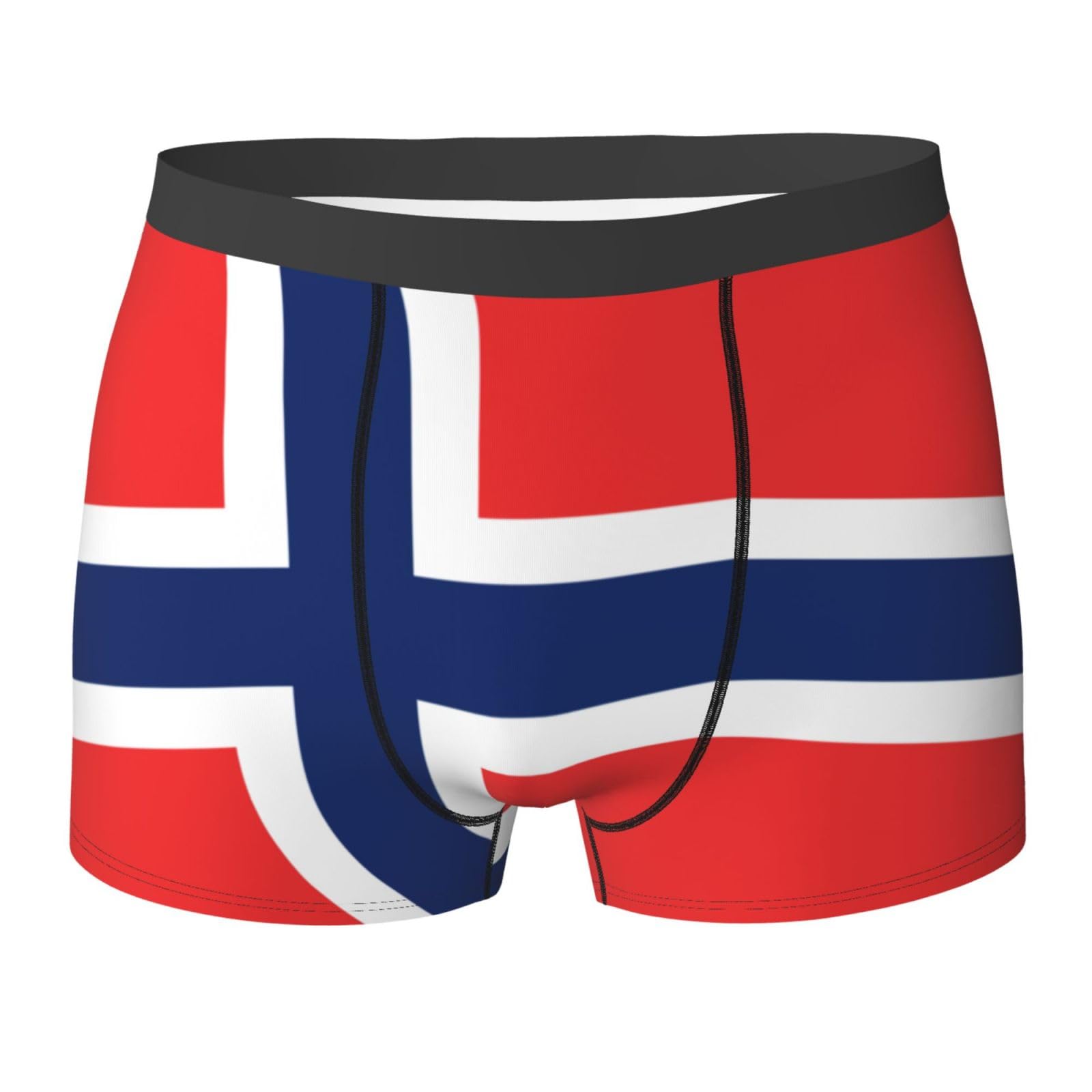 Wurton Unisex Black Norwegian Flag Print Men's Boxer Briefs Trunks Underwear Athletic Underwear Moisture-Wicking Performance, L