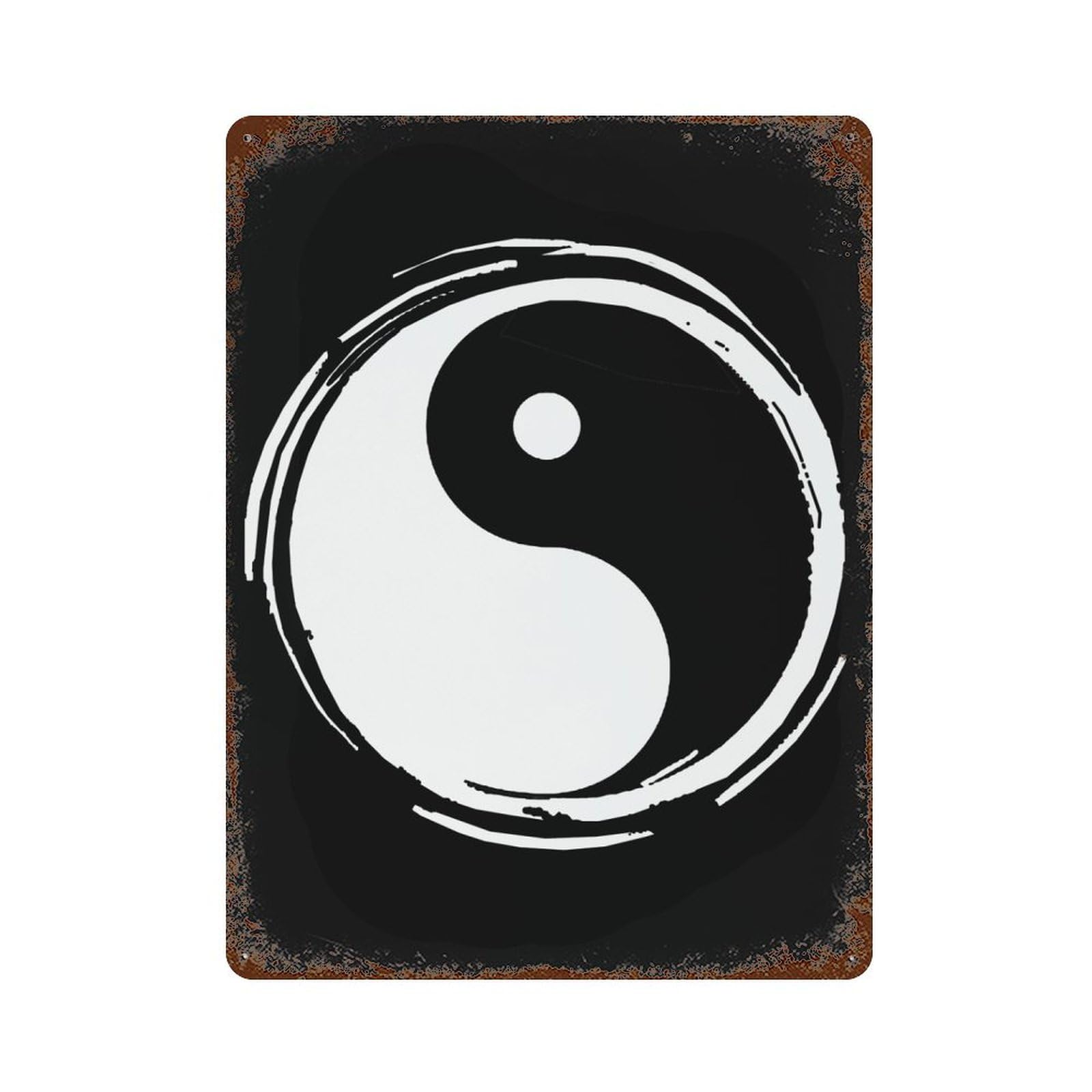 KWQDOZF Tiayead Yin And Yang-Tai Chi Theme Metal Tin Sign,Vintage Iron Hanging Plate Vertical with Rust Poster Wall Decor 12x16inch