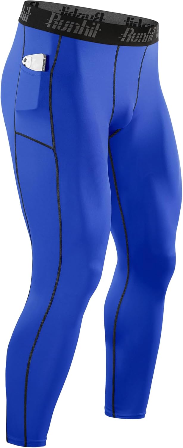 Mens Leggings Runhit Men's Compression Leggings Moisture-Wicking