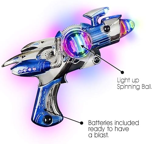 Miniatura 5 de ArtCreativity Juego de pistola de juguete Spin Ball Blaster y Super Spinning Space Toy Gun: 2 emocionantes juguetes con LED multicolor, efectos de