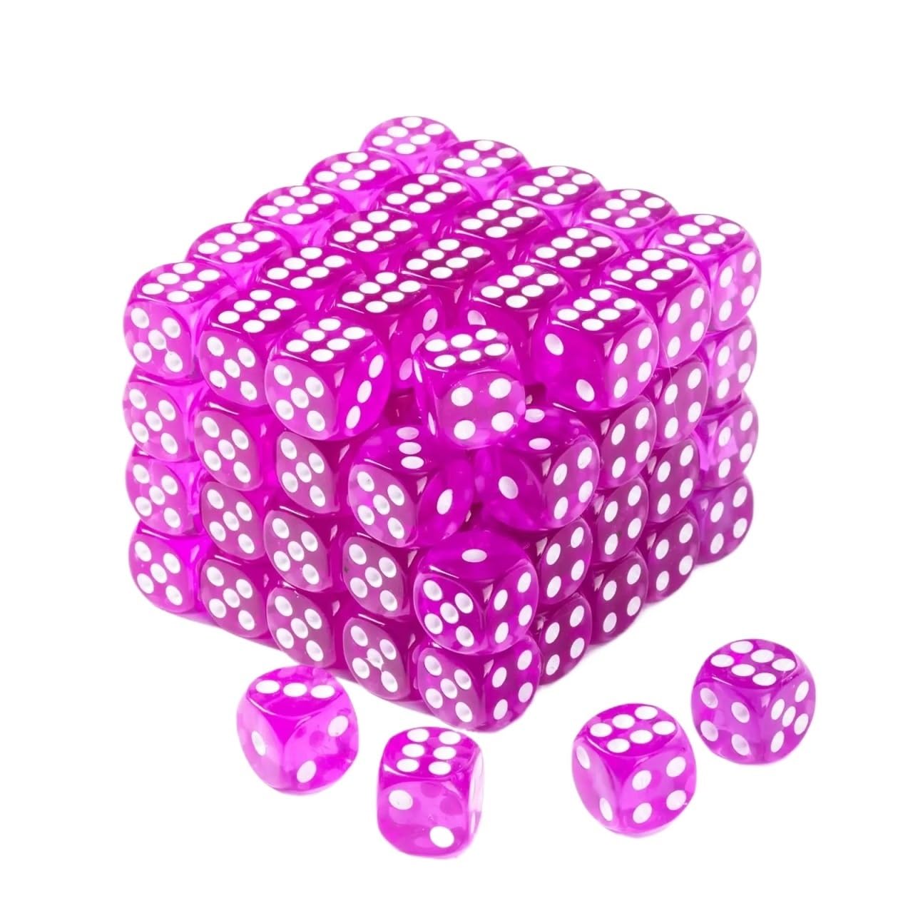 100 szt. kolorowych kostek do gry Standardowe kostki do gry 16 mm Luzem z czarną torbą do przechowywania ze ściągaczem, do nauki matematyki, kostki do klasy(Purple)