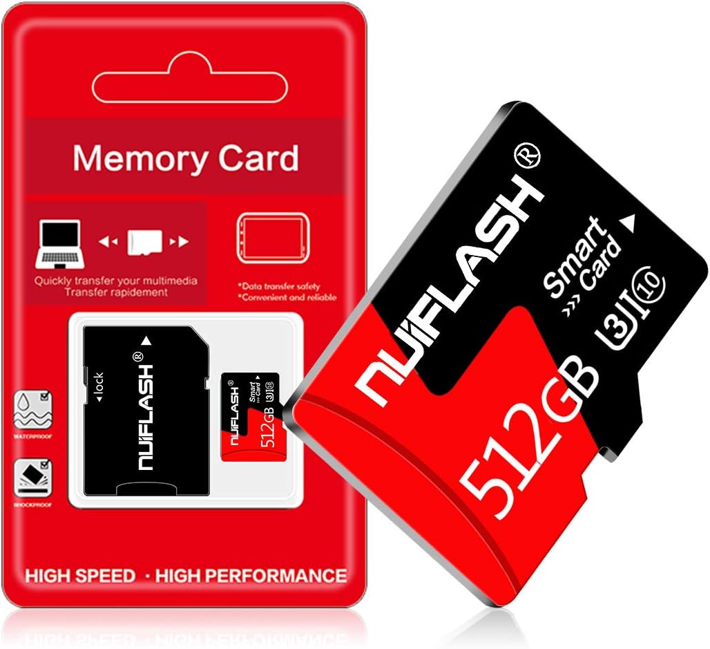 512GB Micro SD Card + SD Card Adapter High Speed Flash Memory Card 512GB TF Card for Car Navigation,Smartphone,GOPRO,Camera and Drone