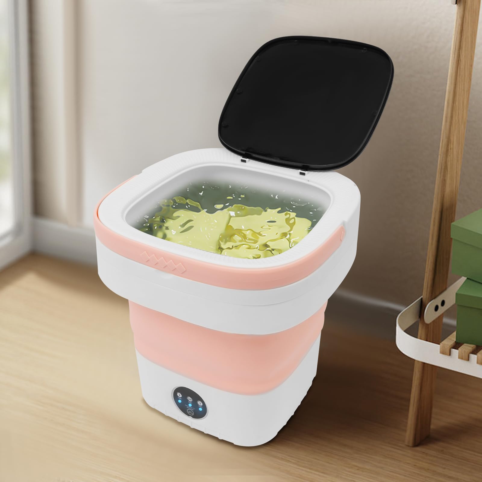 Mini lavatrice portatile pieghevole da 12 l, lavatrice con grande capacità e cestello centrifuga, silenzioso, per biancheria intima, ideale per campeggio, viaggi, appartamenti, dormitori, hotel