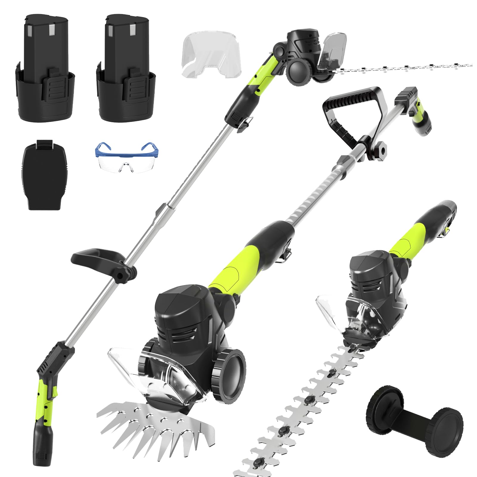 3-in-1 Cordless Hedge Trimmer: 13ft Reach & Adjustable Pole Hedge Trimmer - Lightweight with Dual Batteries - Grass Shears for Women Seniors - Garden Lawn Shrub Pruning Tool