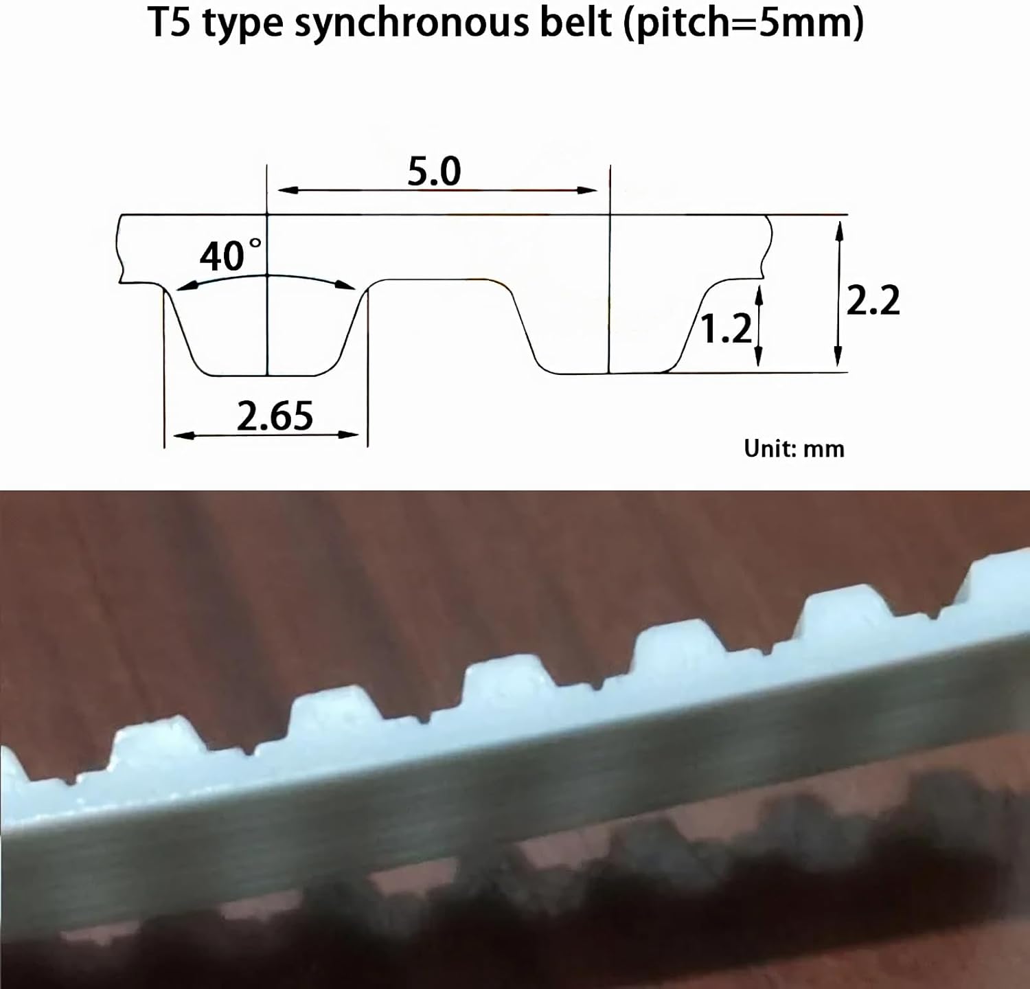 Generic T5 Timing Belt, Width 15mm, Pitch 5mm, 2 Meters (6.6ft) PU Polyurethane with Steel Core White Open Belt, T5 Synchronous Belt for 3D Printer, Lathe Belt Replacement