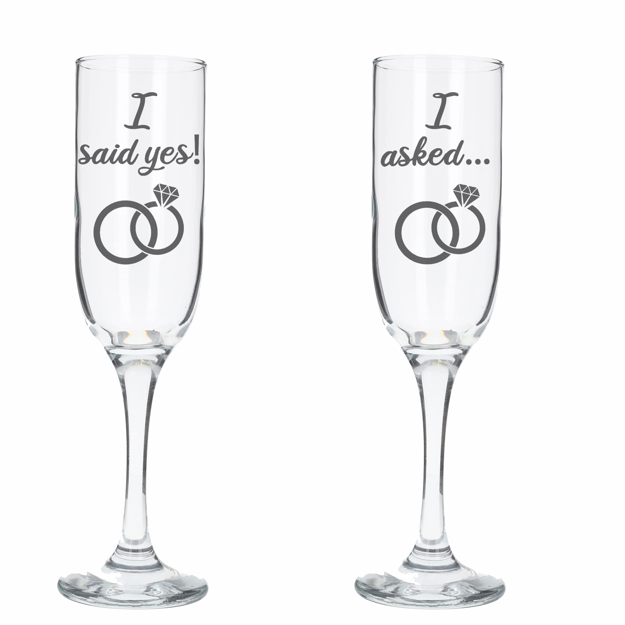 Always Looking Good Engraved Engagement Set of 2 Champagne Flute Glass Set I Asked I Said Yes Congratulations on Your Engagement Gift