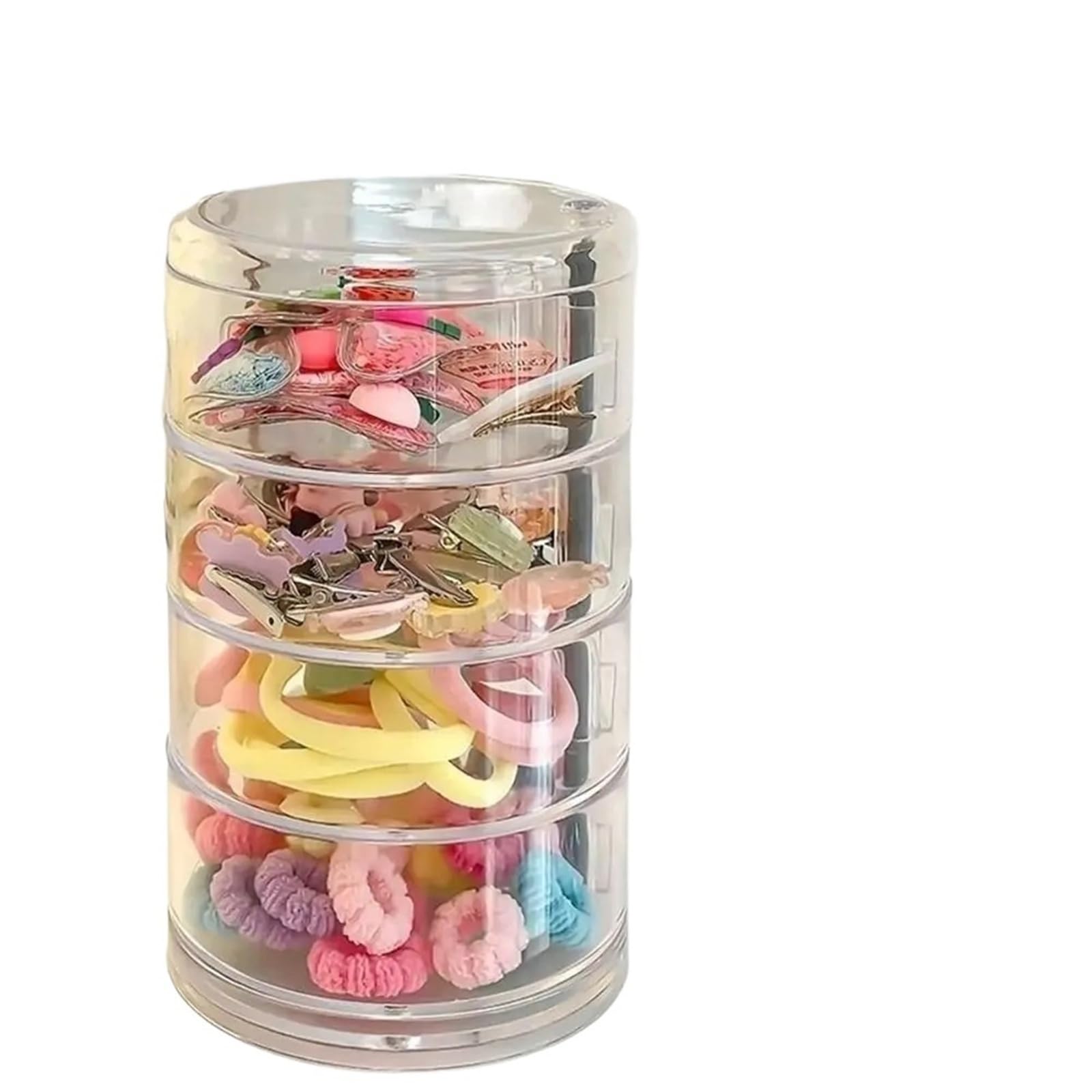 WEQYFDC Hair Tie Organizer Box Acrylic Hair Accessories Organizer Box with Compartments Dustproof Rotating Storage(3 Layers)