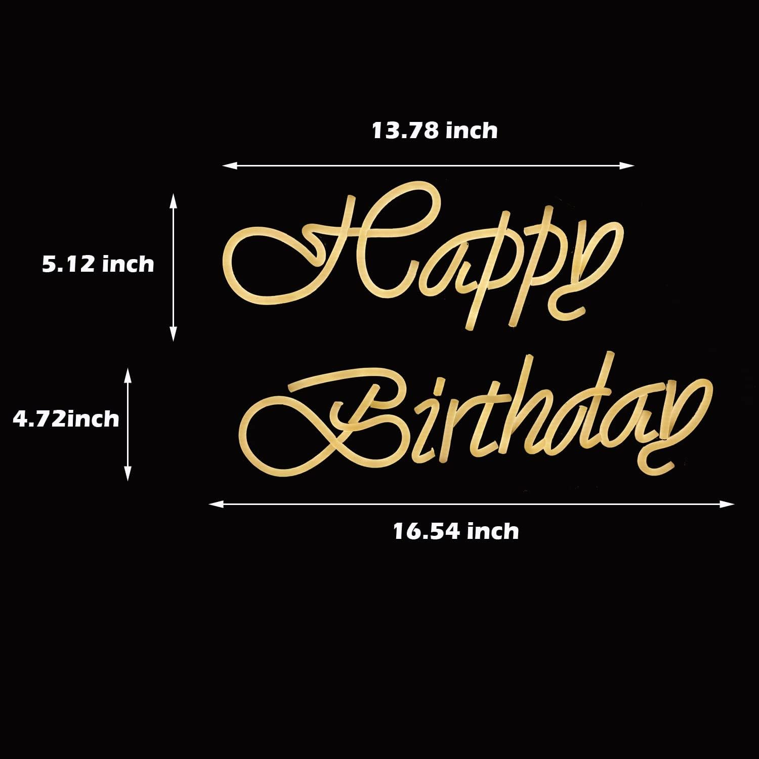 Happy Birthday Neon Sign - 16.5x10inch Custom Neon Sign for Wall Decor, Happy Birthday Light Up Sign Backdrop with Dimmable Switch for Bar Backyard Garden Party Best Kids Gift (Warm White)