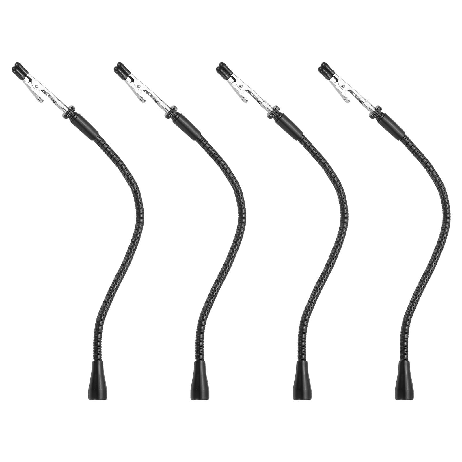 PATIKIL 4Pack Helping Hands Soldering Clamp, 12.5inch Magnetic Gooseneck Metal Arms with Alligator Clips for Electronics Repair Painting Jewelry DIY, Silver/Black