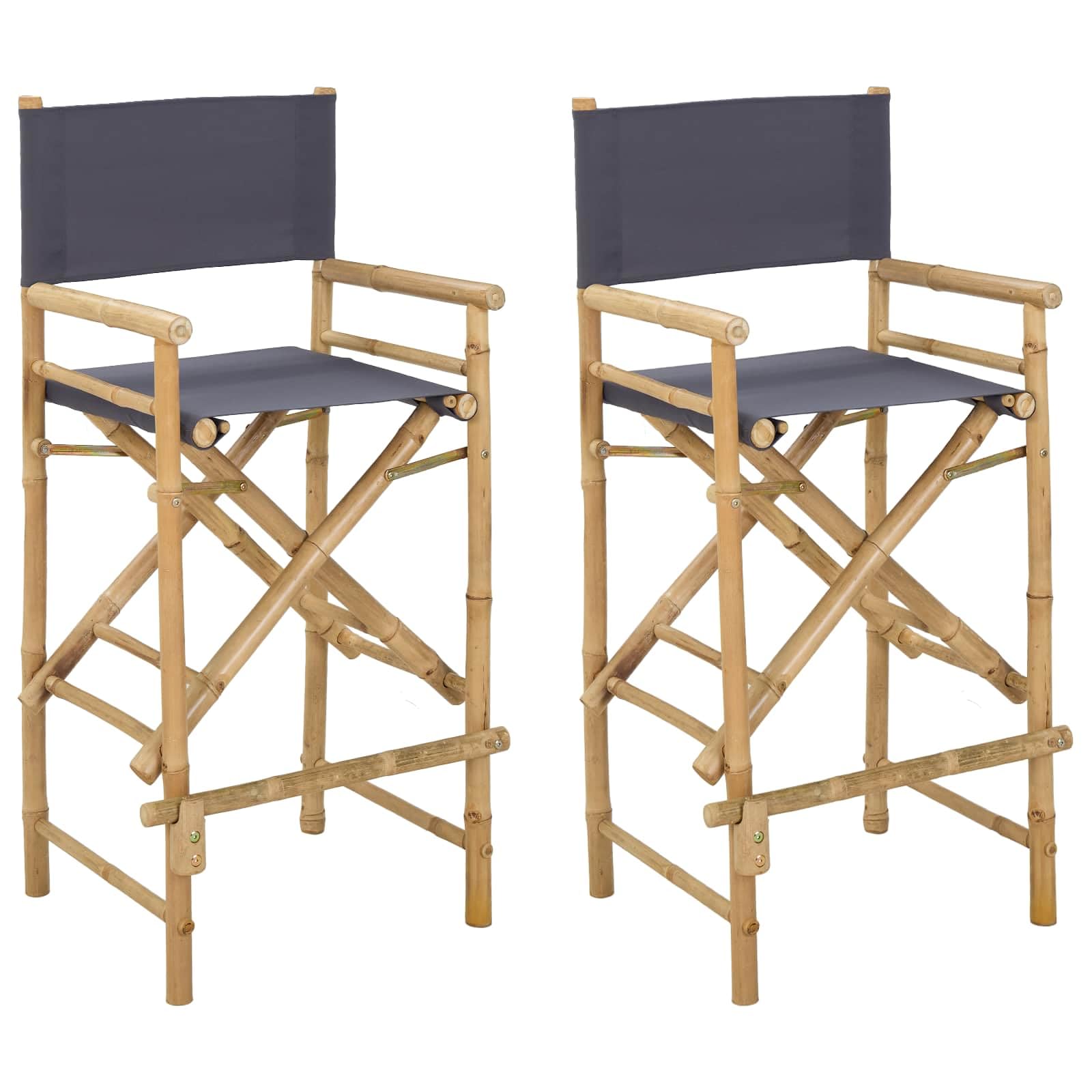 Set di 2 sedie da regista pieghevoli in bambù, elegante sedia da regista naturale, per giardino, balcone e interni, stabile sedia pieghevole con braccioli, 58 x 48 x 115 cm