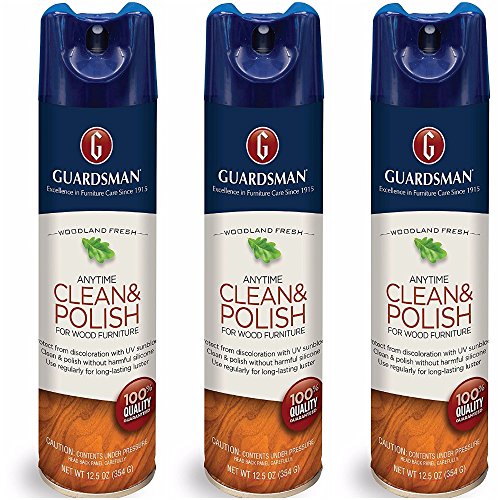 Guardsman 460103AZB Clean & Polish For Wood Furniture-Silicone Free, UV Protection, Woodland Fresh, 12.5 Oz, 3 Count