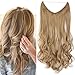 Produktbild Haarteil Extensions 1 Tresse günstig Haarverlängerung Synthetische mit Draht Haarextensions für Haarverdichtung Gewellt Hair 24"(60cm)-120g Mittelblond
